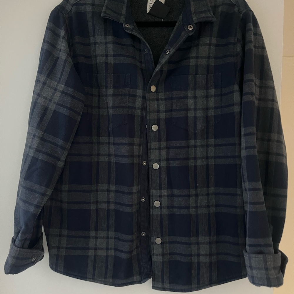 Vuori Blue and Gray Plaid Shirt Jacket